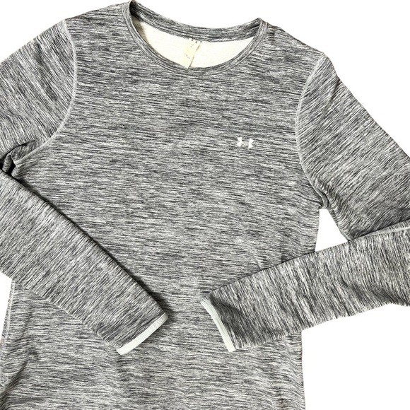Under Armour Grey Gray Marled Long Sleeve Cold Gear Athletic Sporty Top Large - Picture 4 of 14